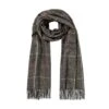 Women’s Windowpane Check Scarf With Tassels -Dents 4 2665 Charcoal