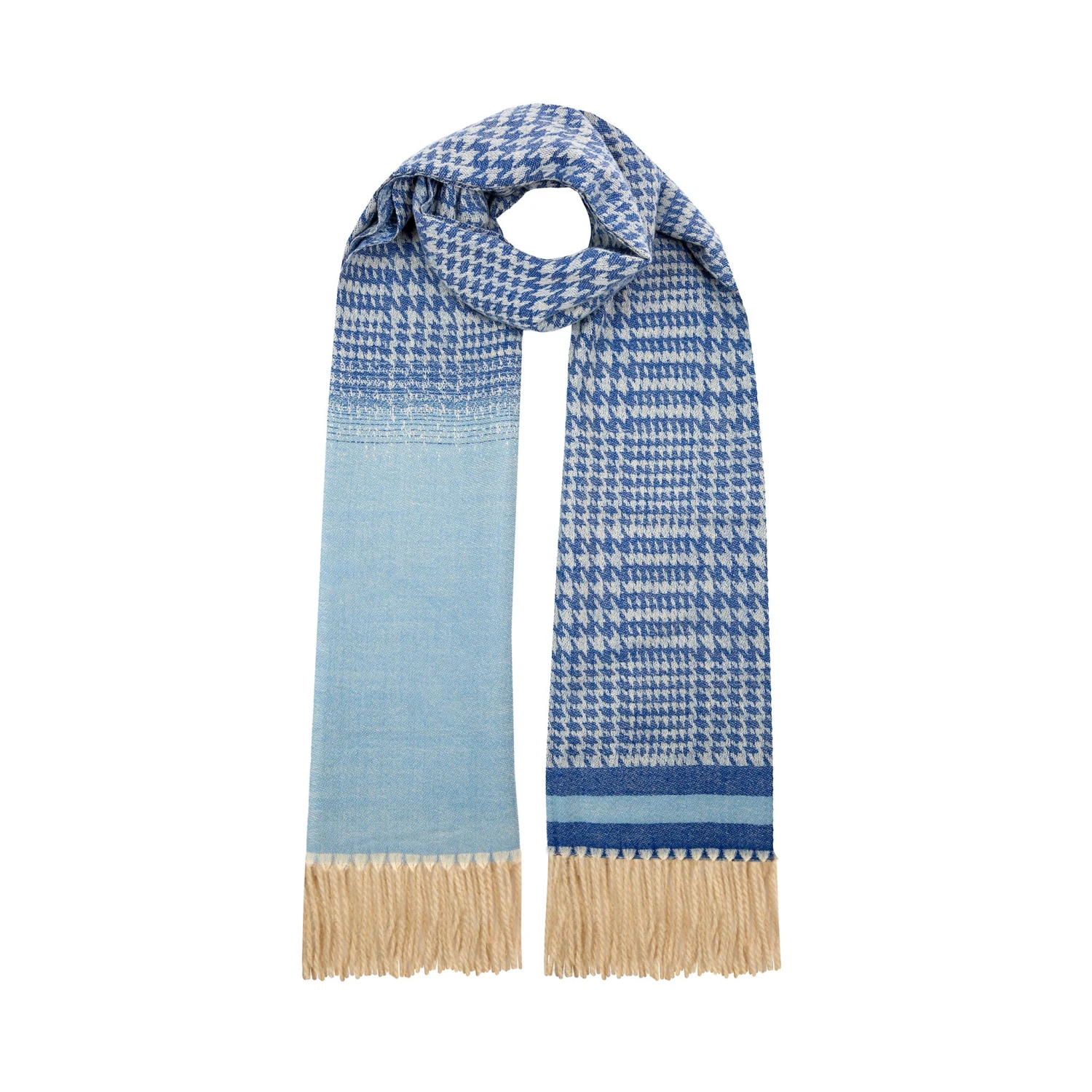 Women’s Dogtooth Scarf With Asymmetric Details And Tassels 3 Women’s Dogtooth Scarf With Asymmetric Details And Tassels