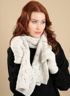 Women's Lace Knitted Scarf 16 Women's Lace Knitted Scarf -Dents 4 2763 Winter White