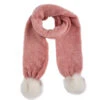 Women's Knitted Scarf With Faux Fur Pom Poms -Dents 4 2792Pink