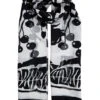 Women's Monochrome Floral Print Lightweight Scarf -Dents 4 2795Black 2