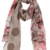 Women's Floral And Spot Print Lightweight Scarf -Dents 4 2803Pink