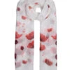 Women's Poppy Print Lightweight Scarf -Dents 4 2810WhiteRed