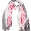 Women's Rose And Lily Print Lightweight Scarf -Dents 4 2817Pink