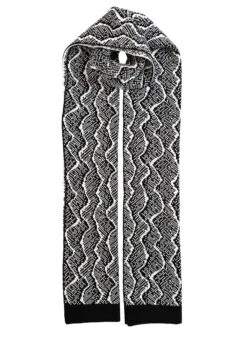 Women's Reptile Pattern Knitted Scarf -Dents 4 2831BlackandWinterWhite