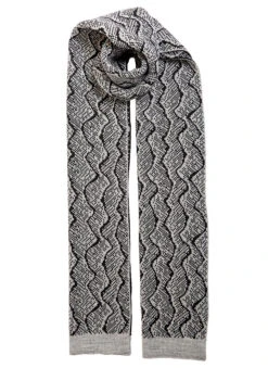Women's Reptile Pattern Knitted Scarf -Dents 4 2831DoveGreyBlack