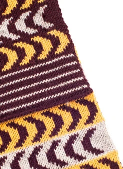 Women's Chevron Pattern Knitted Scarf -Dents 4 2833PlumDoveGreyDetailWeb