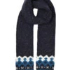 Women’s Jacquard Fair Isle Knitted Scarf With Marl Yarn -Dents 4 2848 Navy
