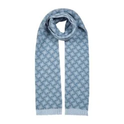 Women’s Jacquard Knitted Scarf With Reversible Hash Symbol Pattern
