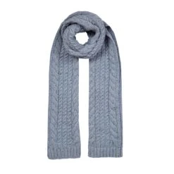 Women’s Cable Knit Scarf With Marl Yarn -Dents 4 2856 Cornflower blue