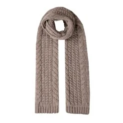 Women’s Cable Knit Scarf With Marl Yarn -Dents 4 2856 Oatmeal