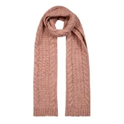 Women’s Cable Knit Scarf With Marl Yarn -Dents 4 2856 Powder Pink