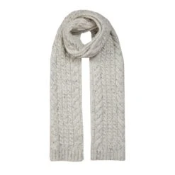 Women’s Cable Knit Scarf With Marl Yarn -Dents 4 2856 Winter White