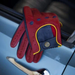 Men’s Touchscreen Three-Colour Leather Driving Gloves -Dents 5 0010RedInstagram1