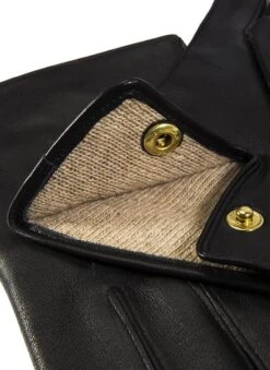 Men's Three-Point Wool-Lined Leather Officer's Gloves -Dents 5 1510 20black 202