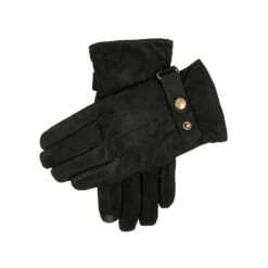 Men’s Touchscreen Water-Resistant Three-Point Fleece-Lined Suede Gloves -Dents 5 1526 Black