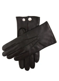 Men's Three-Point Red Cashmere-Lined Leather Gloves 13 Men's Three-Point Red Cashmere-Lined Leather Gloves -Dents 5 1539 black