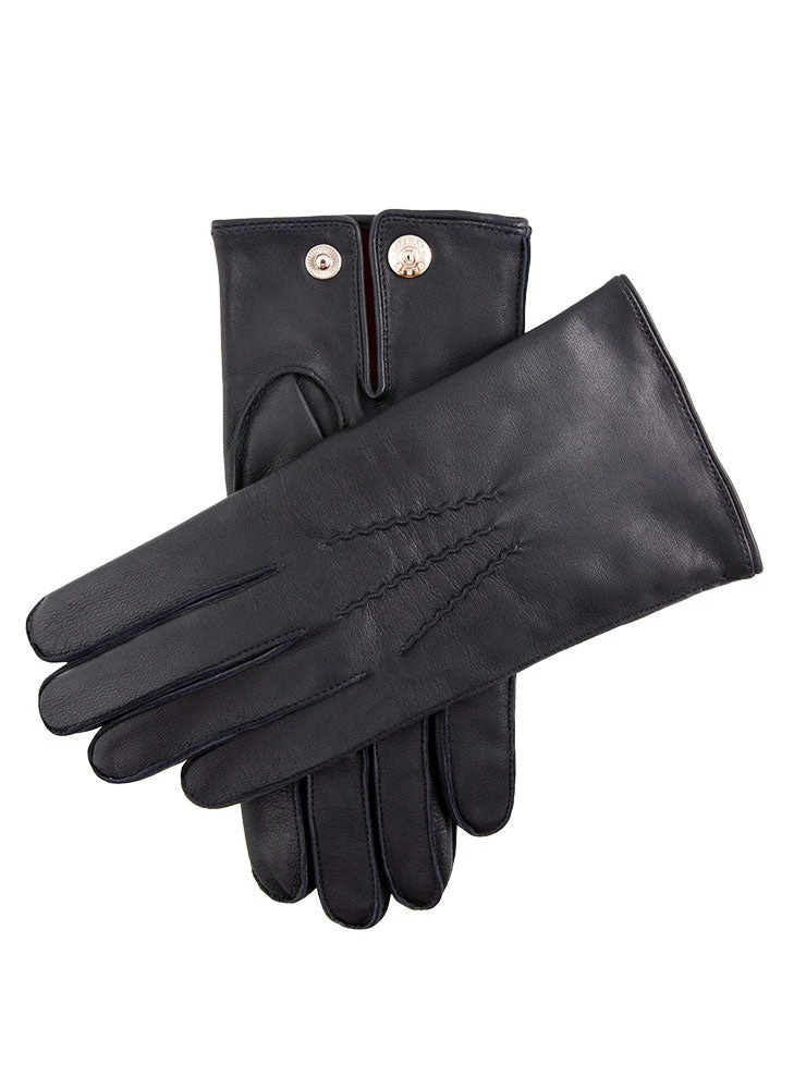Men's Three-Point Red Cashmere-Lined Leather Gloves 3 Men's Three-Point Red Cashmere-Lined Leather Gloves