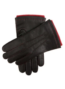 Men's Handsewn Three-Point Cashmere-Lined Leather Gloves With Colour Contrast Details -Dents 5 1541 black 8210277e e595 451f b961 5e0867e2afda