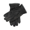 Men’s Three-Point Cashmere-Lined Deerskin Leather Gloves With Cashmere Cuffs -Dents 5 1543 Black Grey
