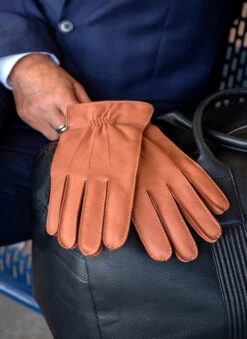 Men's Handsewn Three-Point Cashmere-Lined Deerskin Leather Gloves -Dents 5 1544 Havana df701c57 e3ba 4230 bda8 fae47fcae2e5