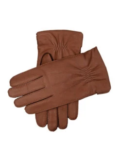 Men's Handsewn Three-Point Cashmere-Lined Deerskin Leather Gloves -Dents 5 1544Havana
