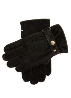 Men's Three-Point Fleece-Lined Suede Gloves -Dents 5 1617 black