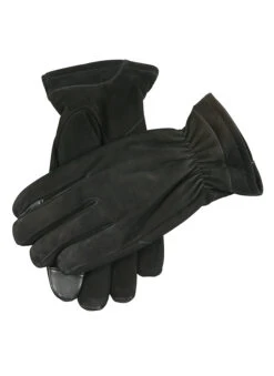 Men's Touchscreen Wool-Lined Leather Gloves With Elasticated Cuffs -Dents 5 1620 BLACK 31f42a0f beba 4461 b9a5 43261aff82fc