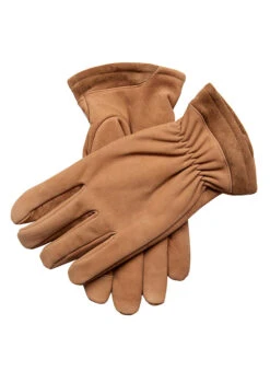 Men's Touchscreen Wool-Lined Leather Gloves With Elasticated Cuffs