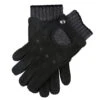 Men’s Water-Resistant Wool Blend-Lined Nubuck Leather Gloves With Knitted Cuffs -Dents 5 1625Black