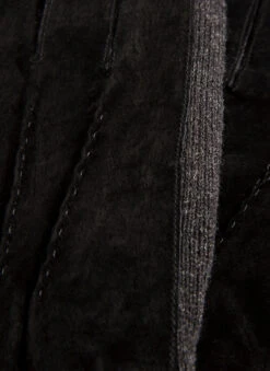 Men's Three-Point Fleece-Lined Suede Gloves With Knitted Cuffs -Dents 5 1629Black1