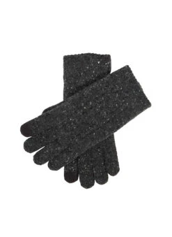 Men’s Touchscreen Cable Knit Gloves With Marl Yarn -Dents 5 4584 Charcoal