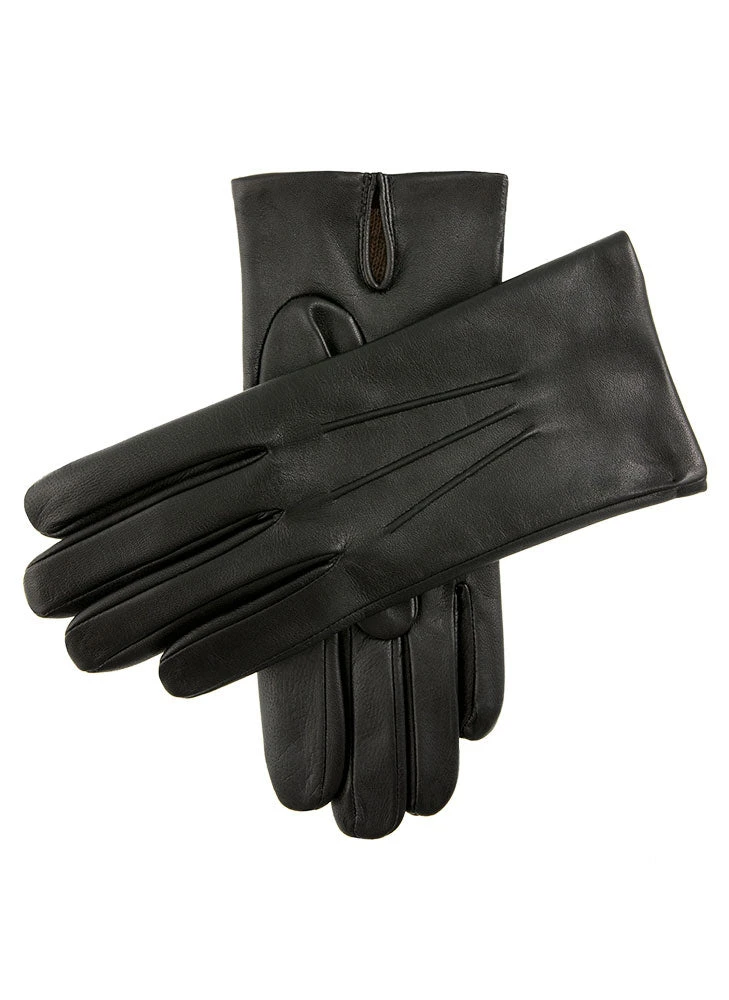 Men's Three-Point Cashmere-Lined Shorter Finger Leather Gloves 3 Men's Three-Point Cashmere-Lined Shorter Finger Leather Gloves
