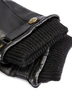 Men's Wool Blend-Lined Leather Gloves With Knitted Cuffs -Dents 5 9018 20black 203 2596ab42 44e4 4ec2 a6f3 97fb838a571f