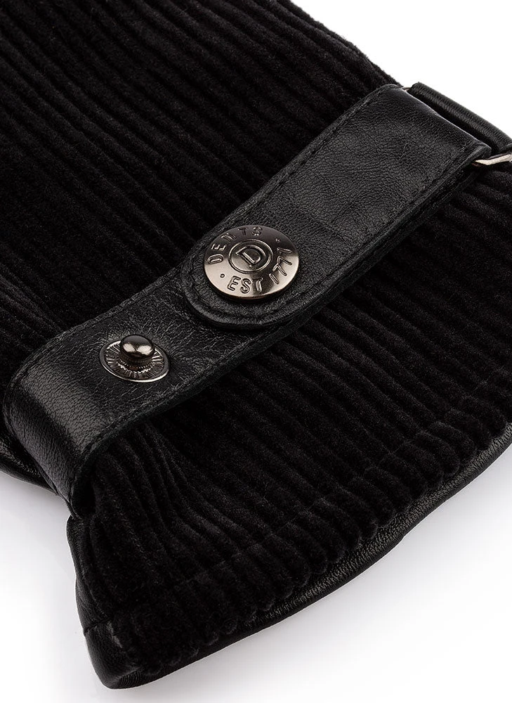 Men's Fleece-Lined Corduroy And Leather Gloves 5 Men's Fleece-Lined Corduroy And Leather Gloves - Image 4