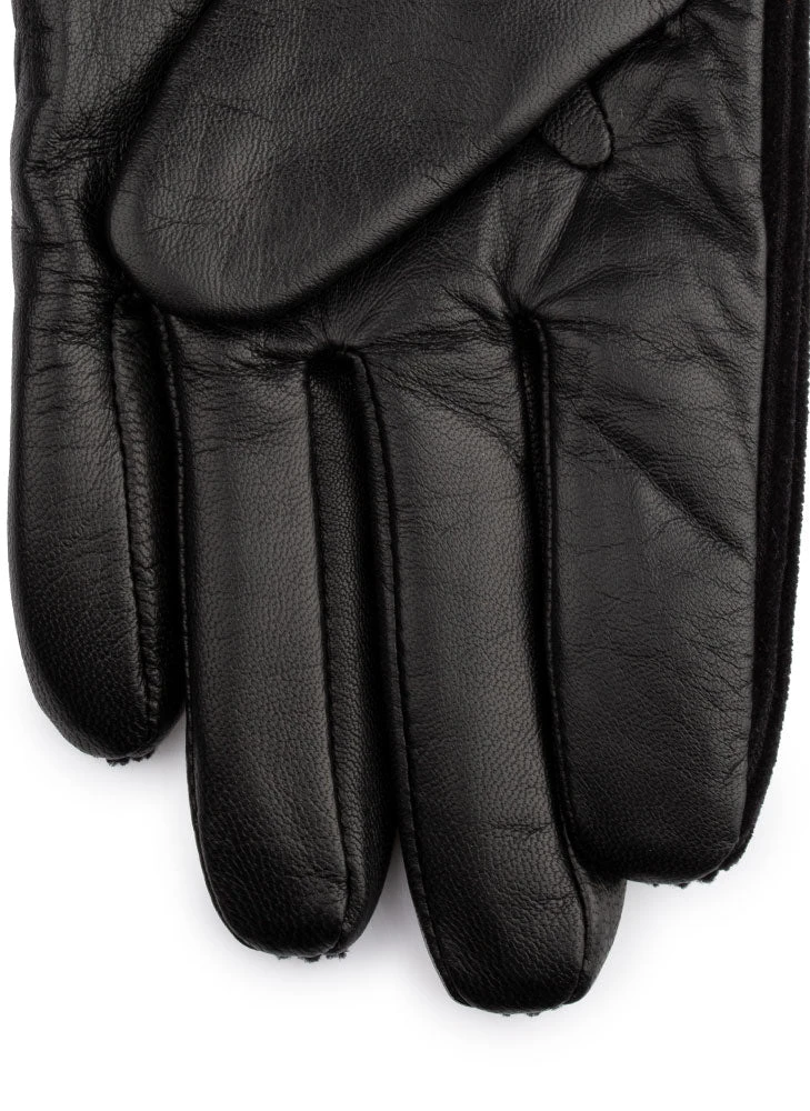 Men's Fleece-Lined Corduroy And Leather Gloves 7 Men's Fleece-Lined Corduroy And Leather Gloves - Image 6