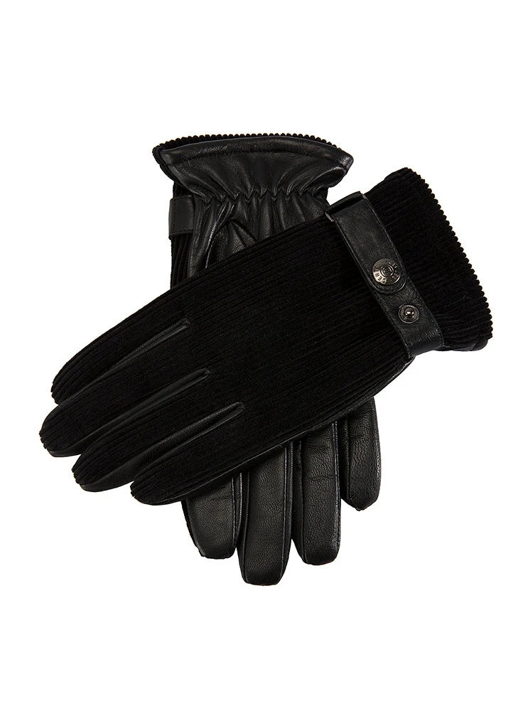 Men's Fleece-Lined Corduroy And Leather Gloves 3 Men's Fleece-Lined Corduroy And Leather Gloves - Image 2