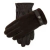 Men's Fleece-Lined Corduroy And Leather Gloves -Dents 5 9045Brown