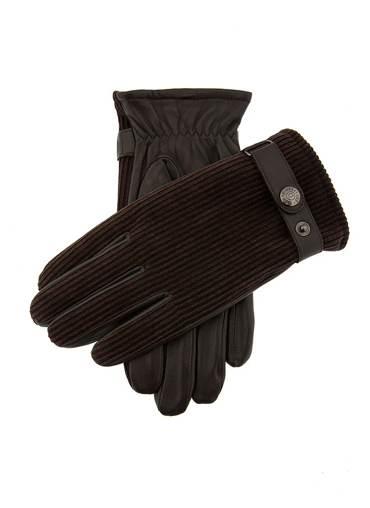 Men's Fleece-Lined Corduroy And Leather Gloves 2 Men's Fleece-Lined Corduroy And Leather Gloves