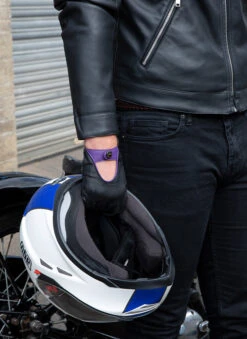 Men's Leather Driving Gloves With Colour Contrast Details -Dents 5 9051 Amethyst