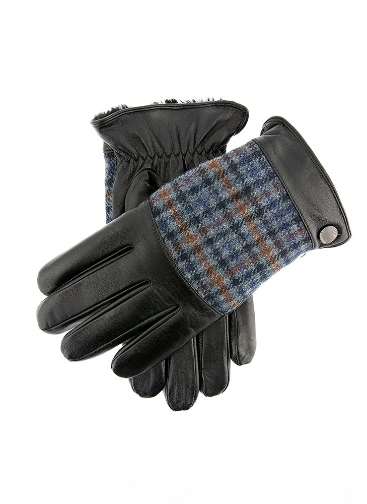 Men's Faux Fur-Lined Abraham Moon Dogtooth Tweed And Leather Gloves 8 Men's Faux Fur-Lined Abraham Moon Dogtooth Tweed And Leather Gloves - Image 6