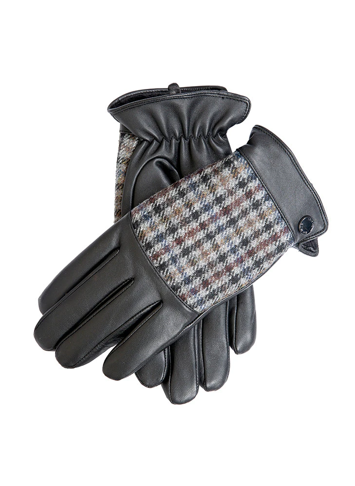 Men's Faux Fur-Lined Abraham Moon Dogtooth Tweed And Leather Gloves 9 Men's Faux Fur-Lined Abraham Moon Dogtooth Tweed And Leather Gloves - Image 7