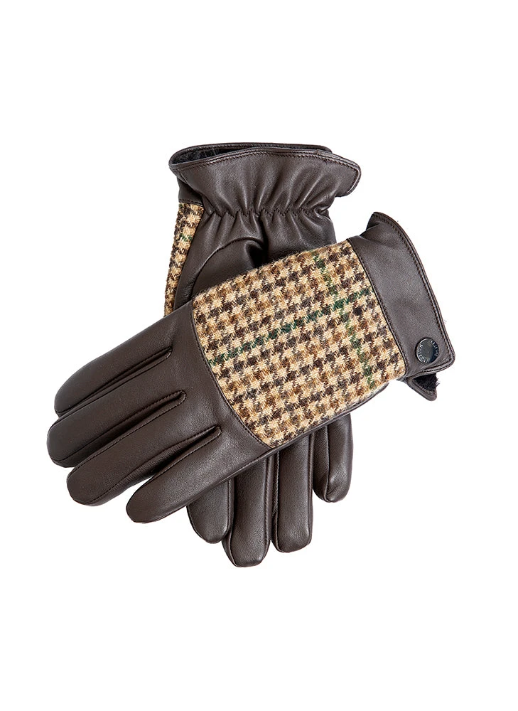 Men's Faux Fur-Lined Abraham Moon Dogtooth Tweed And Leather Gloves 10 Men's Faux Fur-Lined Abraham Moon Dogtooth Tweed And Leather Gloves - Image 8