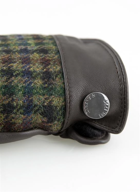 Men's Faux Fur-Lined Abraham Moon Dogtooth Tweed And Leather Gloves 5 Men's Faux Fur-Lined Abraham Moon Dogtooth Tweed And Leather Gloves - Image 3