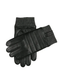 Men’s Touchscreen Water-Resistant Lined Leather Gloves With Stitch Detail