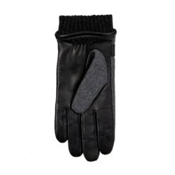 Men’s Touchscreen Lined Flannel And Leather Gloves -Dents 5 9314 Charcoal Black 3