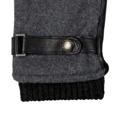 Men’s Touchscreen Lined Flannel And Leather Gloves -Dents 5 9314 Charcoal Black 4