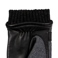 Men’s Touchscreen Lined Flannel And Leather Gloves -Dents 5 9314 Charcoal Black 5