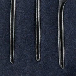 Men’s Touchscreen Lined Flannel And Leather Gloves -Dents 5 9314 Navy Black 6