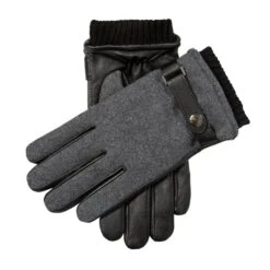 Men’s Touchscreen Lined Flannel And Leather Gloves